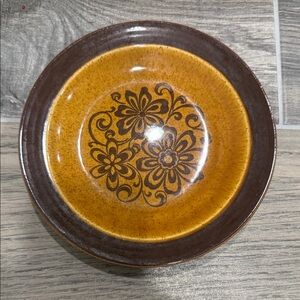 Vintage Floral Brown Ceramic Plate